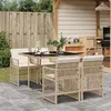 Image de vidaXL Ensemble à manger de jardin avec coussins 5pcs Beige poly rotin