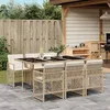 Image de vidaXL Ensemble à manger de jardin et coussins 7 pcs beige poly rotin
