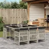 Image de vidaXL Ensemble à manger de jardin et coussins 7 pcs gris clair rotin