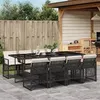 Image de vidaXL Ensemble à manger de jardin 9pcs coussins noir résine tressée