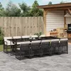Image de vidaXL Ensemble à manger de jardin 11 pcs coussins noir résine tressée