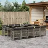 Image de vidaXL Ensemble à manger de jardin 11pcs avec coussins gris poly rotin