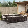 Image de vidaXL Ensemble à manger de jardin et coussins 11 pcs marron rotin