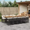 Image de Vidaxl Ensemble Ã Manger De Jardin 11 Pcs Coussins Noir RÃ©sine TressÃ©e