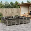 Image de Vidaxl Ensemble Ã Manger De Jardin Coussins 13 Pcs Gris RÃ©sine TressÃ©e
