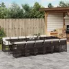 Image de vidaXL Ensemble à manger de jardin avec coussins 13 pcs marron rotin
