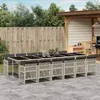 Image de vidaXL Ensemble à manger de jardin et coussins 13 pcs gris clair rotin