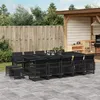Image de Vidaxl Ensemble Ã Manger De Jardin 15 Pcs Coussins Noir RÃ©sine TressÃ©e