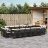 Image de vidaXL Vidaxl Ensemble À Manger De Jardin 17 Pcs Coussins Noir Résine Tressée