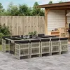 Image de vidaXL Ensemble à manger de jardin 11pcs avec coussins gris poly rotin