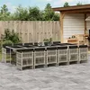 Image de vidaXL Ensemble à manger de jardin et coussins 13 pcs gris clair rotin
