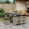Image de vidaXL Ensemble à manger de jardin et coussins 9 pcs gris clair rotin