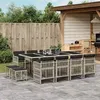 Image de vidaXL Ensemble à manger de jardin et coussins 13 pcs gris clair rotin3210983