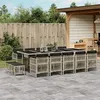 Image de vidaXL Ensemble à manger de jardin et coussins 15 pcs gris clair rotin3210995