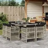 Image de vidaXL Ensemble à manger de jardin et coussins 9 pcs gris clair rotin