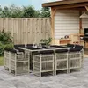 Image de vidaXL Ensemble à manger de jardin 11pcs avec coussins gris poly rotin