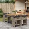Image de Vidaxl Ensemble Ã Manger De Jardin 5 Pcs Coussins Gris RÃ©sine TressÃ©e