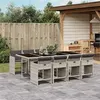 Image de vidaXL Ensemble à manger de jardin et coussins 9 pcs gris clair rotin