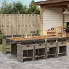 Image de Vidaxl Ensemble Ã Manger De Jardin 9 Pcs Coussins Gris RÃ©sine TressÃ©e