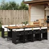 Image de Vidaxl Ensemble Ã Manger De Jardin 9pcs Coussins Noir RÃ©sine TressÃ©e