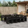 Image de Vidaxl Ensemble Ã Manger De Jardin 11 Pcs Coussins Noir RÃ©sine TressÃ©e