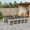 Image de vidaXL Ensemble à manger de jardin 11pcs avec coussins gris poly rotin