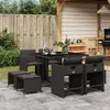 Image de vidaXL Ensemble à manger de jardin 9pcs coussins noir résine tressée