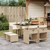 Image de Vidaxl Ensemble Ã Manger De Jardin Et Coussins 9 Pcs Beige Poly Rotin