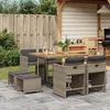 Image de Vidaxl Ensemble Ã Manger De Jardin 9 Pcs Coussins Gris RÃ©sine TressÃ©e