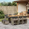Image de vidaXL Ensemble à manger de jardin 11pcs avec coussins gris poly rotin