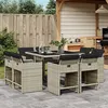 Image de vidaXL Ensemble à manger de jardin et coussins 9 pcs gris clair rotin