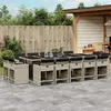Image de vidaXL Ensemble à manger de jardin et coussins 15 pcs gris clair rotin