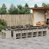 Image de vidaXL Ensemble à manger de jardin et coussins 17 pcs gris clair rotin