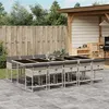 Image de vidaXL Ensemble à manger de jardin 11pcs avec coussins gris poly rotin