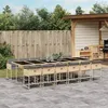 Image de vidaXL Ensemble à manger de jardin et coussins 13 pcs mélange beige