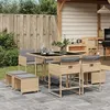 Image de vidaXL Ensemble à manger de jardin et coussins 9 pcs mélange beige