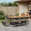 Image de vidaXL Ensemble Ã  manger de jardin 11pcs avec coussins gris poly rotin