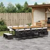 Image de vidaXL Ensemble Ã  manger de jardin 15 pcs coussins noir rÃ©sine tressÃ©e
