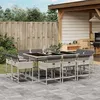 Image de vidaXL Ensemble à manger de jardin 11pcs avec coussins gris poly rotin