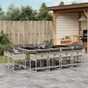 Image de vidaXL Ensemble à manger de jardin et coussins 13 pcs gris clair rotin