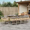 Image de vidaXL Ensemble à manger de jardin et coussins 13 pcs mélange beige