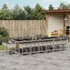 Image de vidaXL Ensemble à manger de jardin et coussins 17 pcs gris clair rotin