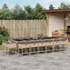Image de vidaXL Ensemble à manger de jardin et coussins 17 pcs mélange beige