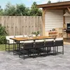 Image de vidaXL Ensemble à manger de jardin 9pcs coussins noir résine tressée