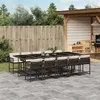 Image de vidaXL Ensemble à manger de jardin et coussins 11 pcs marron rotin