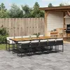 Image de vidaXL Ensemble à manger de jardin 11 pcs coussins noir résine tressée