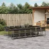 Image de Vidaxl Ensemble Ã Manger De Jardin Coussins 13 Pcs Gris RÃ©sine TressÃ©e