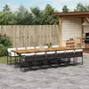 Image de vidaXL Ensemble à manger de jardin 13 pcs coussins noir résine tressée