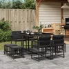 Image de Vidaxl Ensemble Ã Manger De Jardin 9pcs Coussins Noir RÃ©sine TressÃ©e