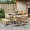Image de vidaXL Ensemble à manger de jardin et coussins 9 pcs beige Poly rotin